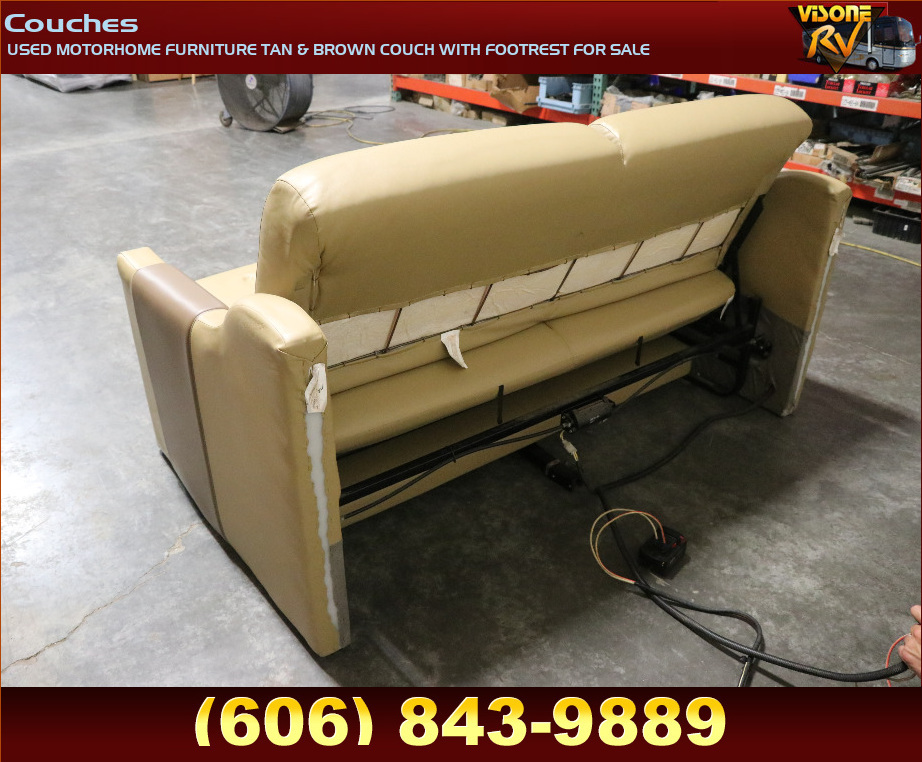 RV Furniture USED MOTORHOME FURNITURE TAN & BROWN COUCH WITH FOOTREST