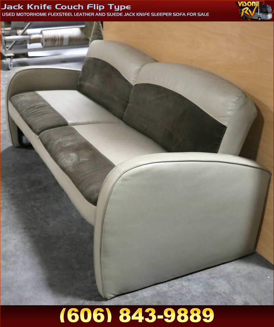 RV Furniture USED MOTORHOME FLEXSTEEL LEATHER AND SUEDE JACK KNIFE