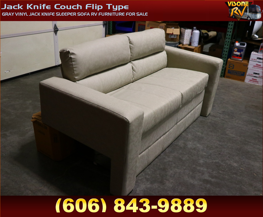 RV Furniture GRAY VINYL JACK KNIFE SLEEPER SOFA RV FURNITURE FOR SALE