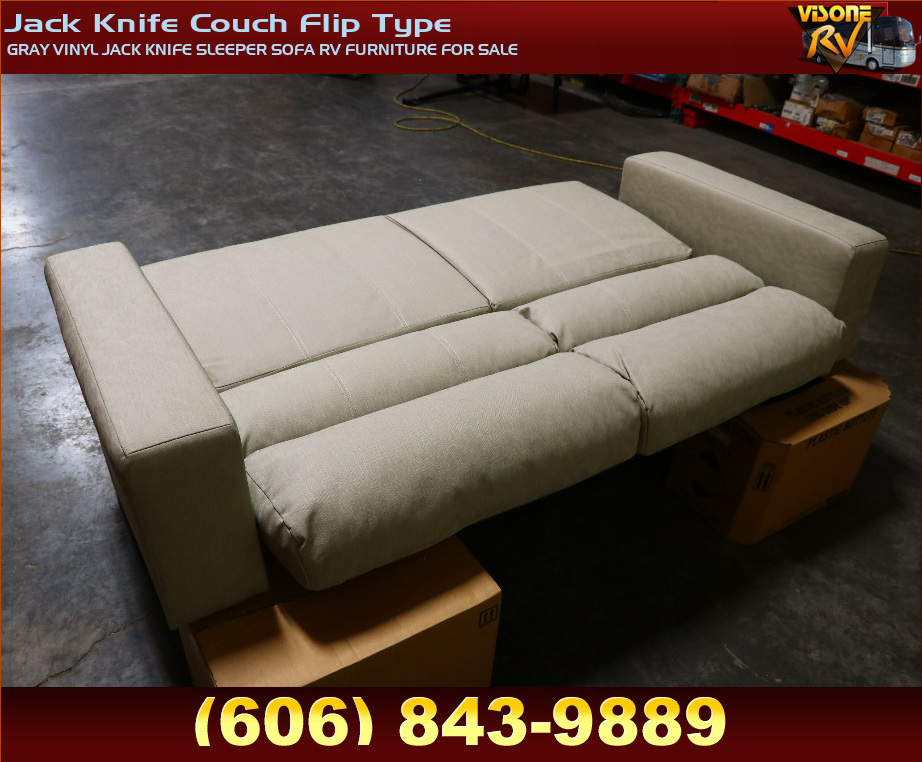 RV Furniture GRAY VINYL JACK KNIFE SLEEPER SOFA RV FURNITURE FOR SALE
