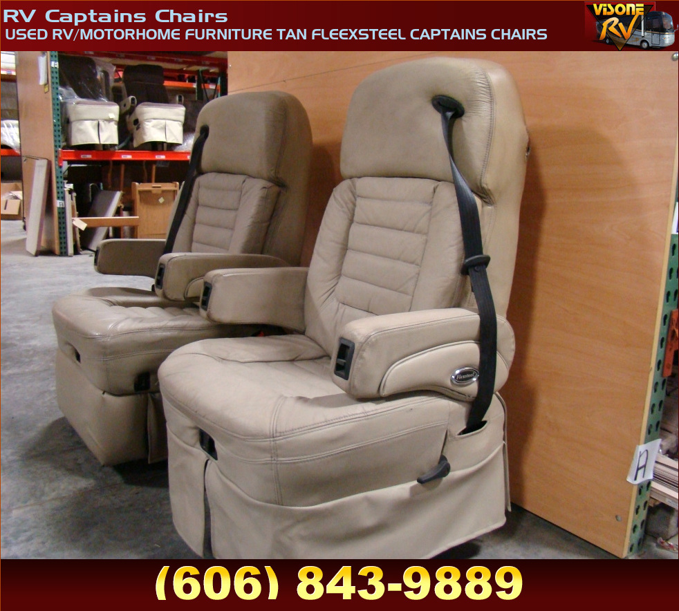 RV Furniture USED RV/MOTORHOME FURNITURE TAN FLEEXSTEEL CAPTAINS CHAIRS Used Rv Captains Chairs With Integrated Seat Belts