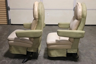 USED VINYL & SUEDE 425 PANTHER CAPTAIN CHAIR SET RV FURNITURE FOR SALE