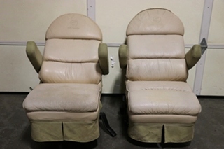 USED VINYL & SUEDE 425 PANTHER CAPTAIN CHAIR SET RV FURNITURE FOR SALE