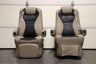 USED TAN AND BLACK CAPTAIN CHAIR SET RV/MOTORHOME FURNITURE FOR SALE