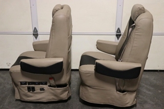 USED TAN AND BLACK CAPTAIN CHAIR SET RV/MOTORHOME FURNITURE FOR SALE