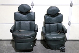 USED GREEN FLEXSTEEL CAPTAIN CHAIR SET RV FURNITURE FOR SALE
