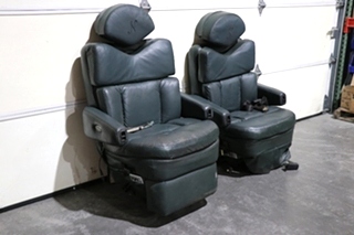 USED GREEN FLEXSTEEL CAPTAIN CHAIR SET RV FURNITURE FOR SALE