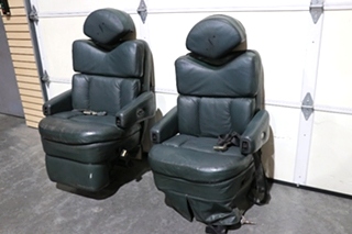 USED GREEN FLEXSTEEL CAPTAIN CHAIR SET RV FURNITURE FOR SALE