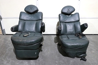 USED GREEN FLEXSTEEL CAPTAIN CHAIR SET RV FURNITURE FOR SALE