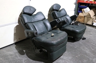 USED GREEN FLEXSTEEL CAPTAIN CHAIR SET RV FURNITURE FOR SALE