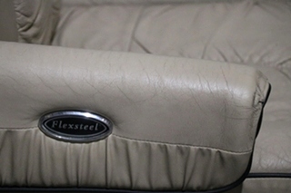 USED RV/MOTORHOME TAN WITH BLACK TRIM FLEXSTEEL CAPTAIN CHAIR SET FOR SALE