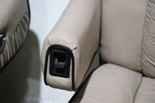 USED RV/MOTORHOME TAN WITH BLACK TRIM FLEXSTEEL CAPTAIN CHAIR SET FOR SALE