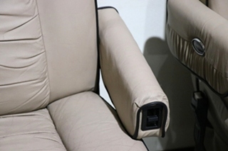 USED RV/MOTORHOME TAN WITH BLACK TRIM FLEXSTEEL CAPTAIN CHAIR SET FOR SALE