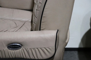 USED RV/MOTORHOME TAN WITH BLACK TRIM FLEXSTEEL CAPTAIN CHAIR SET FOR SALE