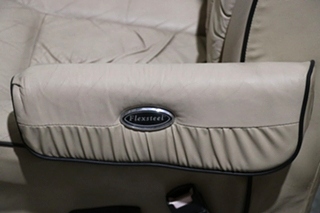 USED RV/MOTORHOME TAN WITH BLACK TRIM FLEXSTEEL CAPTAIN CHAIR SET FOR SALE