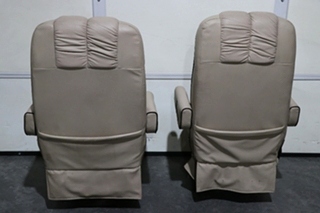 USED RV/MOTORHOME TAN WITH BLACK TRIM FLEXSTEEL CAPTAIN CHAIR SET FOR SALE