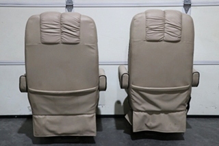 USED RV/MOTORHOME TAN WITH BLACK TRIM FLEXSTEEL CAPTAIN CHAIR SET FOR SALE