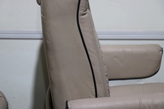 USED RV/MOTORHOME TAN WITH BLACK TRIM FLEXSTEEL CAPTAIN CHAIR SET FOR SALE