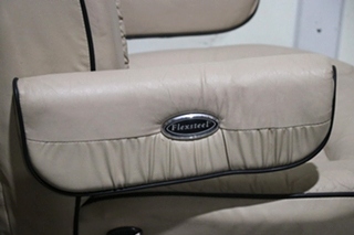 USED RV/MOTORHOME TAN WITH BLACK TRIM FLEXSTEEL CAPTAIN CHAIR SET FOR SALE
